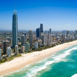 Обои с городскоем пейзажем, австралией, квинслендом, золотим побережье, серферсом парадайзом, пляжем, сделано человекомом, небоскрёбом, городой - скачать