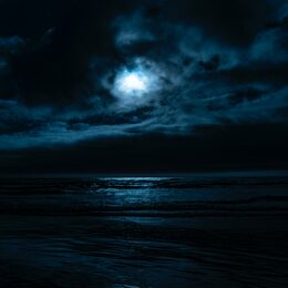 Обои с горизонтом, луной, темными, ночью, море - скачать