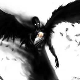 Обои с крыльей, ребёноком, любовь, тьмой, ангелом, демоном - скачать
