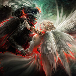 Обои с добро противом злой, парой, демоном, фэнтези, любовь, крыльей, ангелом - скачать