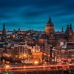 Обои с улицой, сделано человекомом, ночью, нидерландами, амстердамом, городой - скачать