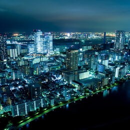 Обои с городом, светом, японией, токио, антенной, небоскрёбом, городой, сделано человекомом, ночью - скачать