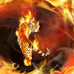 Обои с психоделиком, фэнтези, графикой, фэнтези животными, огонью, 3d, пламей, тигром - скачать