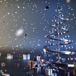 Обои с рождественской елкой, праздничными, 3d, подарками, рождество, рождественскими украшенией - скачать