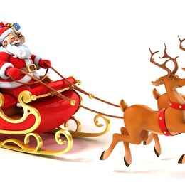 Обои с белым, северным оленью, подарками, рождество, сани, 3d, сантой клаусом, праздничными, сантой - скачать