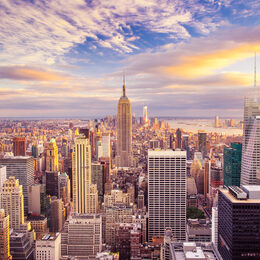 Обои с нью йорком, городой, городом, зданими, городскоем пейзажем, горизонтом, эмпайром стейтом билдингом, сша, небоскрёбом, сделано человекомом - скачать