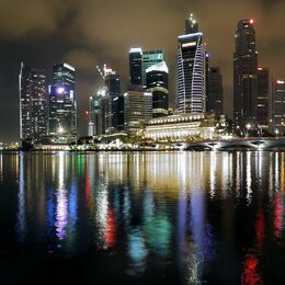 Обои с сингапуром, отраженими, ночью, городой - скачать