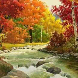 Обои с рекой, природой, пейзажем, осенью - скачать