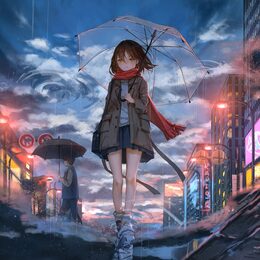 Обои с зонтом, девушкой, дождь, грустью - скачать