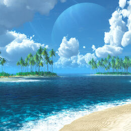 Обои с пейзажем, синими, пляжем, пальмами - скачать
