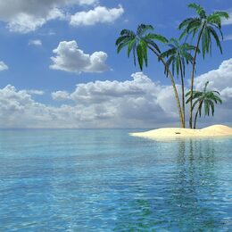 Обои с пальмами, пейзажем, море, синими, водой, деревьей, лето - скачать